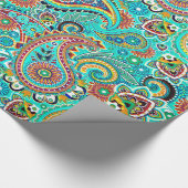 Coole Farbtöne Retro Paisley Geschenkpapier (Ecke)