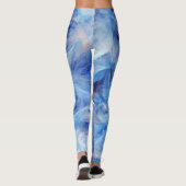 Coole Farbtöne von Blauen und Weißen Federn Leggings (Rückseite)