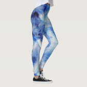 Coole Farbtöne von Blauen und Weißen Federn Leggings (Rechts)