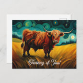 Coole Farm Highland Cow denken Sie Postkarte (Vorne/Hinten)