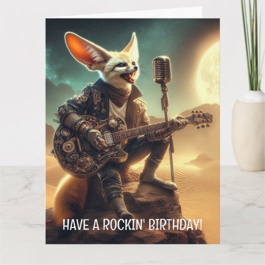 Coole Fennec Fox Rocks Akustische Gitarre in der W Karte (Vorderseite)