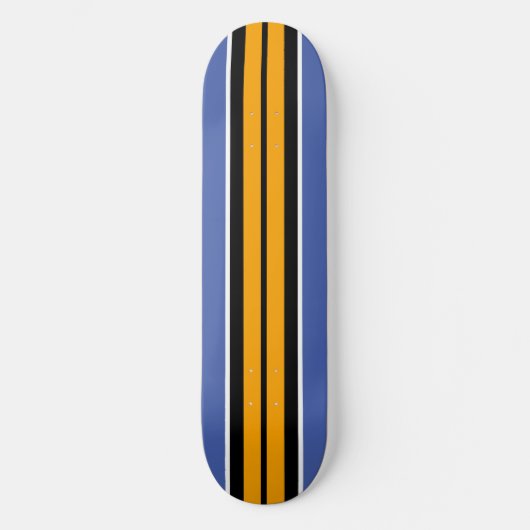 Coole, fett gelbe schwarze Sommerblauer Rennstreif Skateboard (Vorderseite)