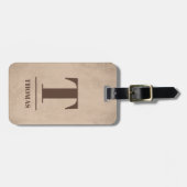 Coole Fettbraun Monogram Textur Beige Gepäckanhänger (Vorderseite horizontal)