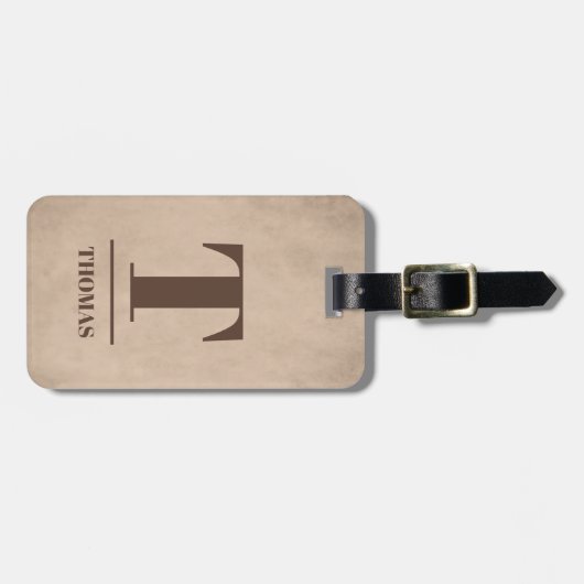 Coole Fettbraun Monogram Textur Beige Gepäckanhänger (Vorderseite horizontal)
