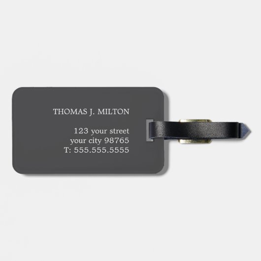 Coole fette Monogramm dunkelgrau weiß Gepäckanhänger (Rückseite horizontal)