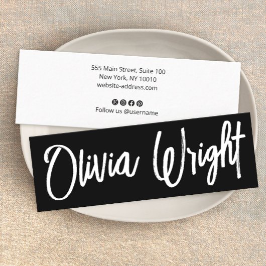 Coole fette Signatur Skripttypografie Moderne Schw Mini Visitenkarte