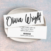 Coole fette Signatur Skripttypografie Moderne Weiß Mini Visitenkarte