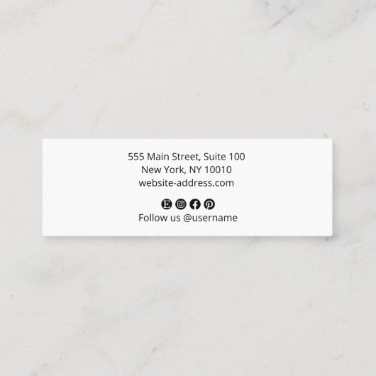 Coole fette Signatur Skripttypografie Moderne Weiß Mini Visitenkarte (Rückseite)