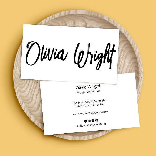 Coole fette Signatur Skripttypografie Moderne Weiß Visitenkarte