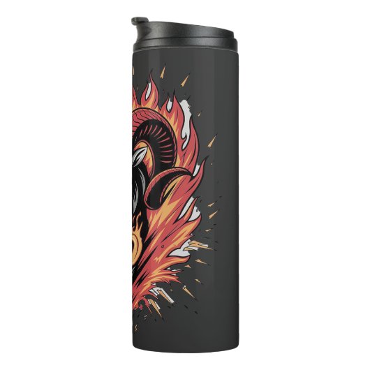 Coole Feuerränder Zodiac Astology Design Thermosbecher (Nach rechts gedreht)