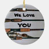 Coole Fisherman Rods und Reel fotografisch Keramik Ornament (Hinten)