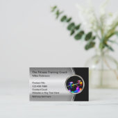 Coole Fitness Trainer Metallic Barbell Visitenkarte (Stehend Vorderseite)