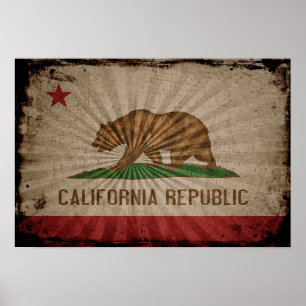 Coole Flagge Grunge California Poster
