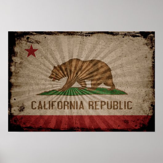 Coole Flagge Grunge California Poster (Vorne)