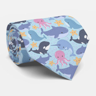 Coole Fliesen-Strandtiere Muster Krawatte