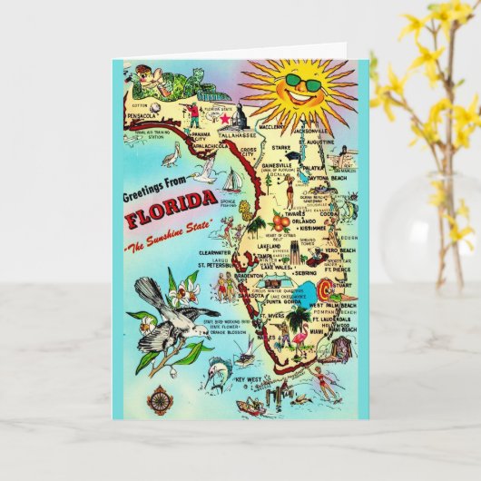 Coole Florida Karte (Gelbe Blume)