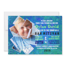 COOLE FOTO-COLLAGE Bar Mitzvah Einladung laden ein