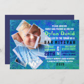 COOLE FOTO-COLLAGE Bar Mitzvah Einladung laden ein (Vorne/Hinten)