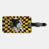 Coole Foto Gepäckmarke, Personalisiert, Schwarz/Go Gepäckanhänger (Rückseite horizontal)