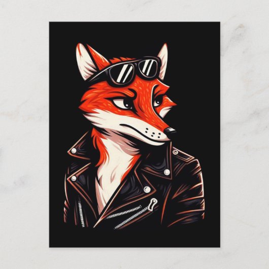 Coole Fox - Vintages Tier Postkarte (Vorderseite)