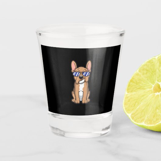 Coole französische Bulldog-Sonnenbrille Geschenk Schnapsglas (Vorderseite)
