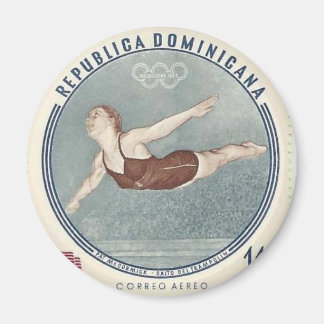 Coole Frau Schwimmerin springt ins Wasser Stempel Magnet