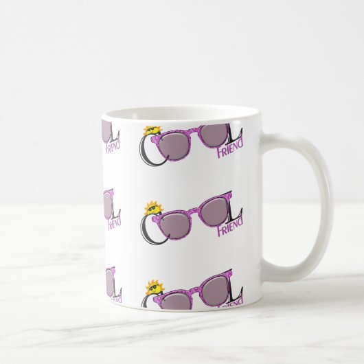 Coole Friend-Sonne und Sonnenbrille auf Weiß Kaffeetasse (Rechts)