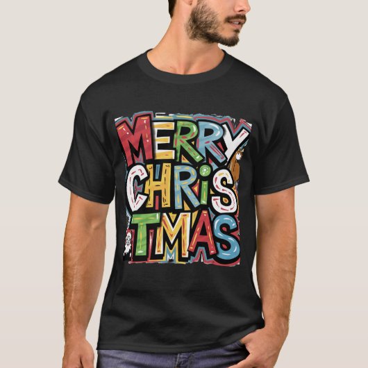 Coole frohe Weihnachten Text Graffiti Art T-Shirt (Vorderseite)