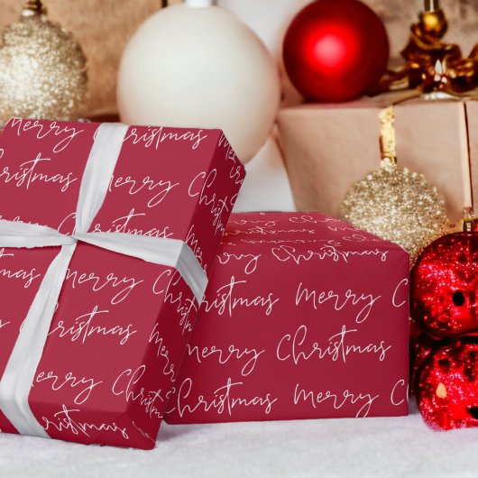 Coole Frohe Weihnachtsschrift Schriftart weiß rot  Geschenkpapier