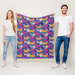 Coole Füchse mit Sonnenbrille, Kameras und Blume Fleecedecke