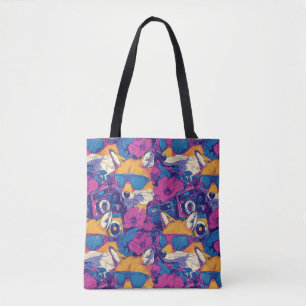 Coole Füchse mit Sonnenbrille, Kameras und Blume Tasche