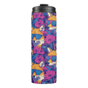 Coole Füchse mit Sonnenbrille, Kameras und Blume Thermosbecher
