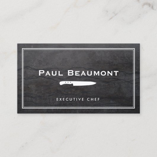 Coole Führungskraft Koch Knife Logo Schwarze Grani Visitenkarte (Vorderseite)