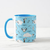 Coole Fun Flock von Seagulls Blauer Himmel und Wol Tasse (Links)