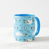 Coole Fun Flock von Seagulls Blauer Himmel und Wol Tasse (VorderseiteRechts)