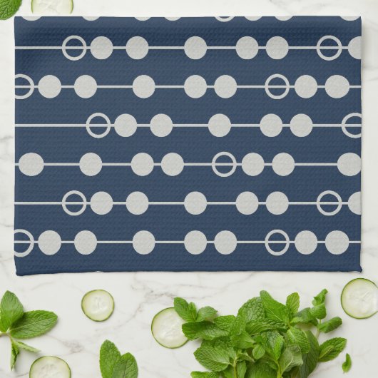 Coole Fun Navy Blue und White Beads auf einem Stri Geschirrtuch (Gefaltet)