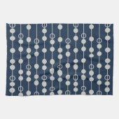 Coole Fun Navy Blue und White Beads auf einem Stri Geschirrtuch (Horizontal)