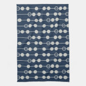 Coole Fun Navy Blue und White Beads auf einem Stri Geschirrtuch (Vertikal)