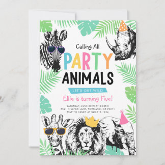 Coole Fun Party Tiere zum Geburtstag Einladung