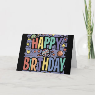 Coole Fun Planets and Stars Happy Birthday Karte