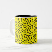 Coole Fun Yellow Polka Dots Dalmatiner Muster Zweifarbige Tasse (Vorderseite Links)