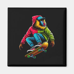 Coole funkige Mandrill-Skateboarding-Illustrations Magnet