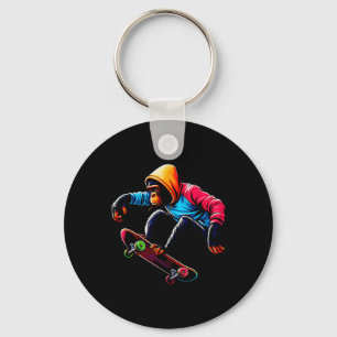 Coole funky Bonobo-Affen-Skateboard-Illustration Schlüsselanhänger