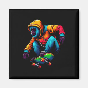 Coole funky Brüllaffen-Skateboarding-Illustration Magnet