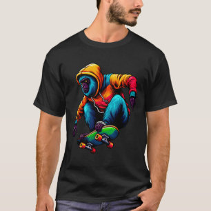 Coole funky Brüllaffen-Skateboarding-Illustration T-Shirt