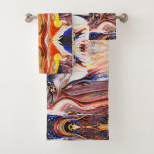 Coole Funky Colorful Mixed Swirl Badhandtuch Set