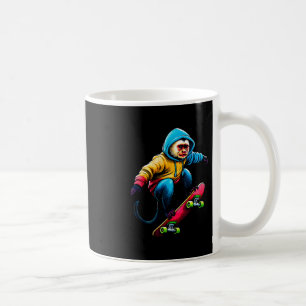 Coole funky Kapuzineraffen-Skateboarding-Illustrat Kaffeetasse
