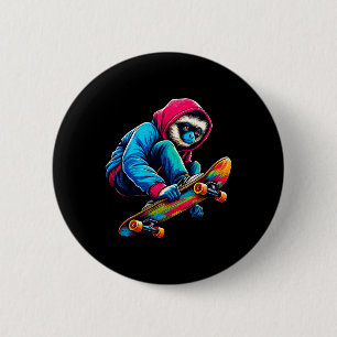 Coole funky Siamang-Affen-Skateboarding-Illustrati Button