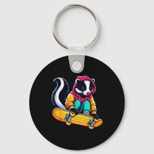 Coole funky Skunk-Skateboarding-Illustrationskunst Schlüsselanhänger