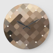 Coole Funky Taupe Beige Brown Mosaik Art Pattern Große Wanduhr (Vorderseite)
